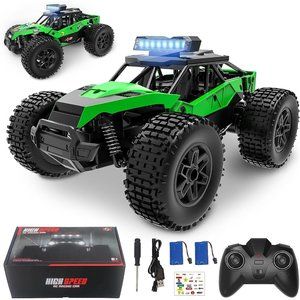 Kids Green Remote Control Off Road RC Car Toy with LED Headlight